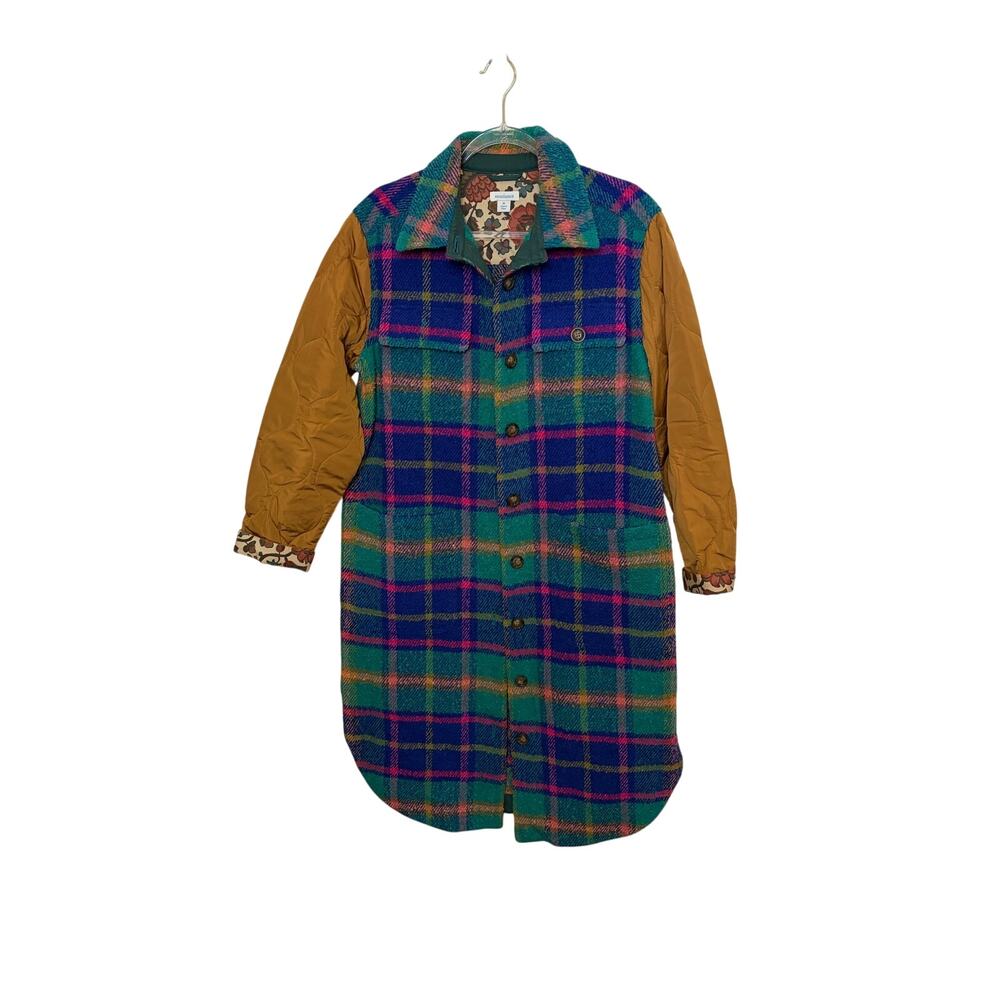 Sundance Hampshire Plaid Wool Blend Quilted Midi Jacket Shacket Size Medium
